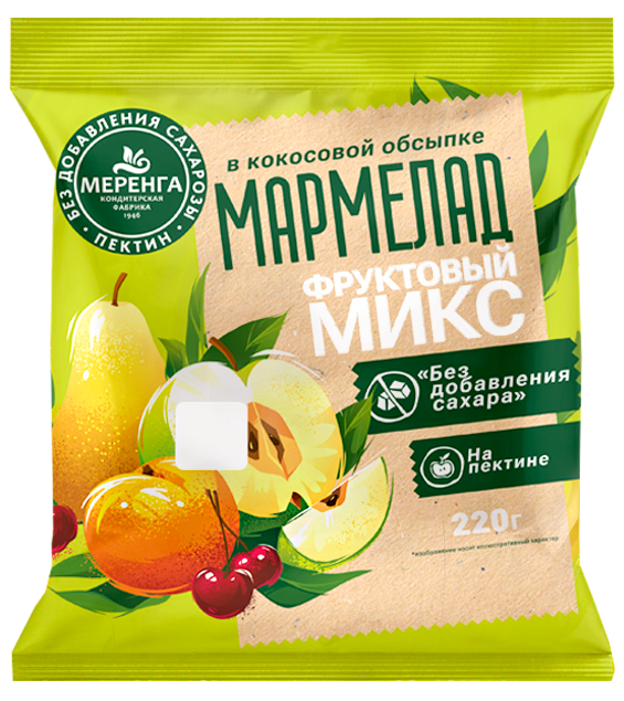  Меренга Мармелад без сахара в кокосовой обсыпке Фруктовый микс, 220г   в Нальчике