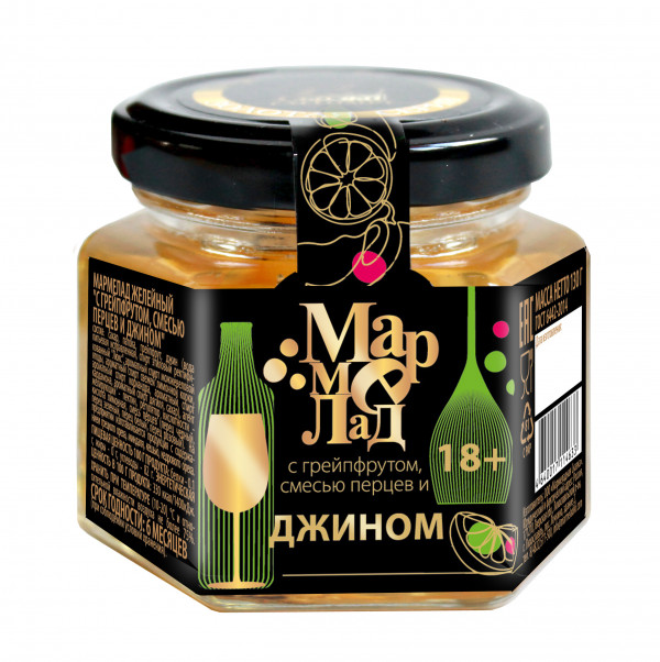 №2 Мармелад в банке "С грейпфрутом, смесью перцев и джином" 130г (18+)  в Нальчике