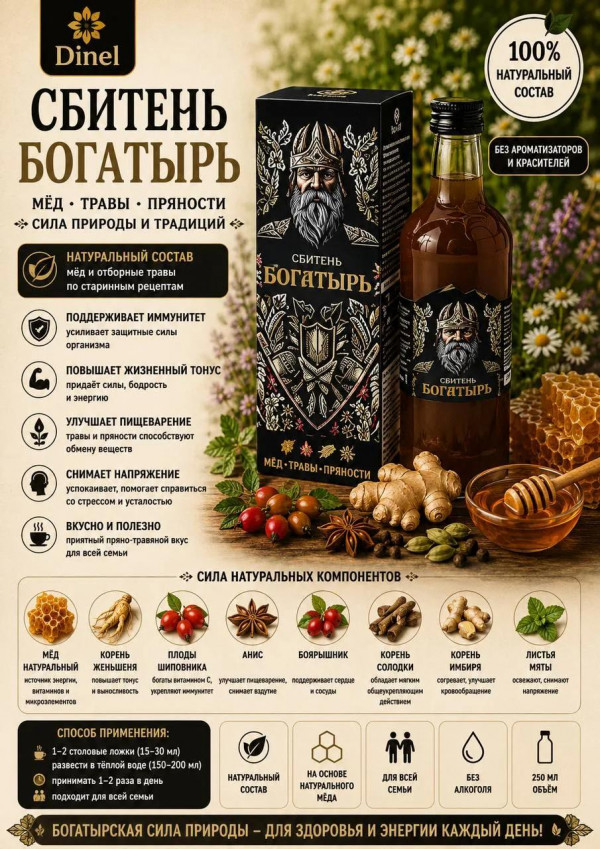 №2 Сбитень Богатырь, 250мл  в Нальчике